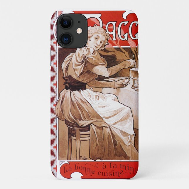 Capa Para iPhone 11 Cozinhar feminino, Alphonse Mucha (Verso)