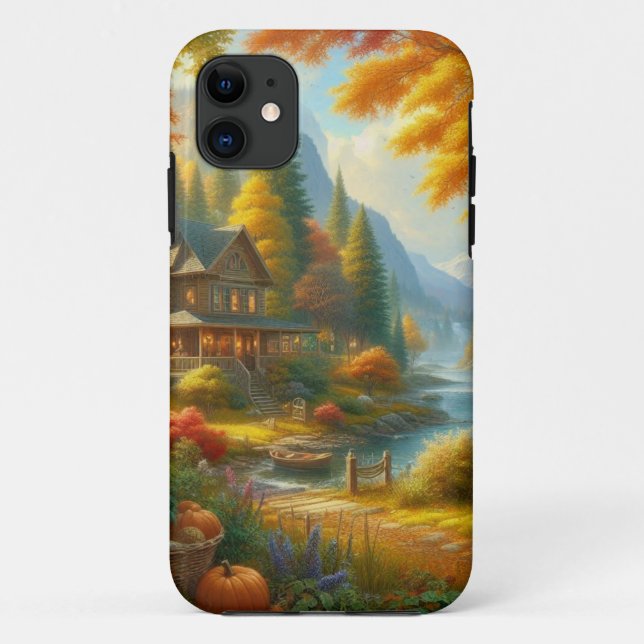 Capa Para iPhone 11 Cozy Cabin In The Woods (Verso)
