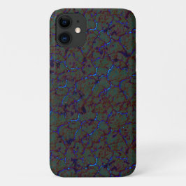 Capa Para iPhone 11 Crack verde enferrujado com derrames azuis