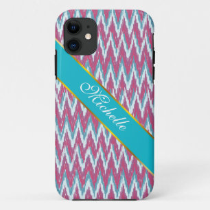 Capa Para iPhone 11 Cranberry e Teal Kat ZigZag Padrão
