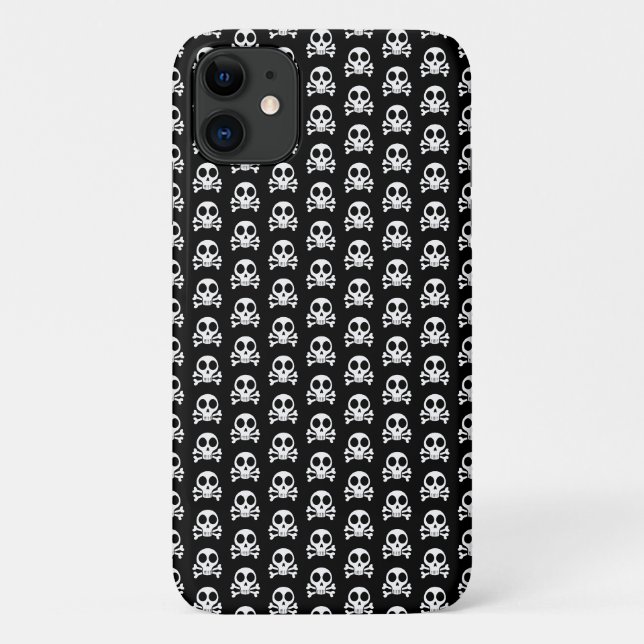 Capa Para iPhone 11 crânio assustador em um fundo preto (Verso)