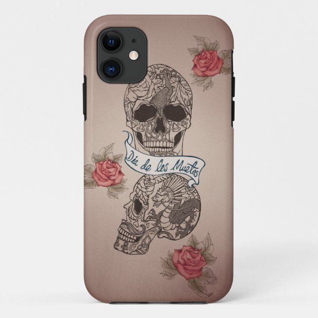 Capa Para iPhone 11 Crânio de Diâmetro De Los Muertos Açúcar (Verso)