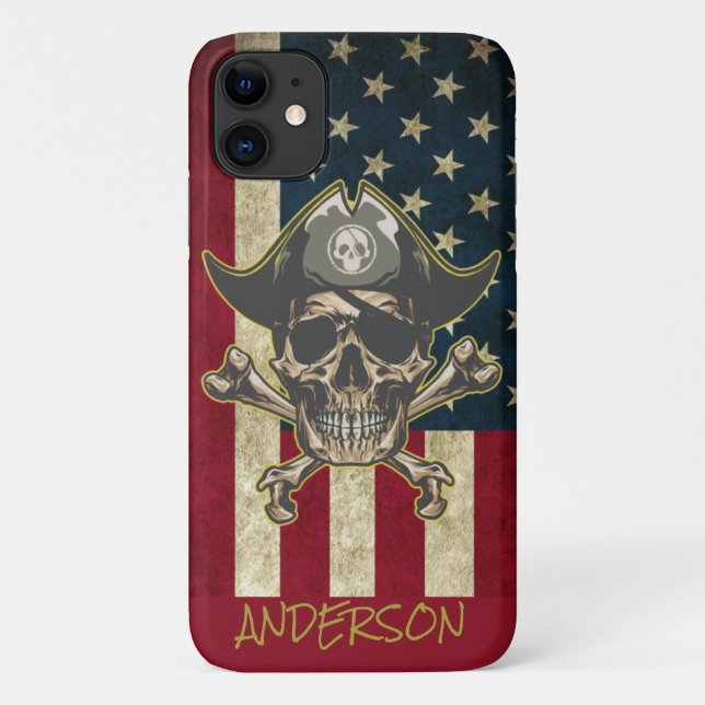 Capa Para iPhone 11 Crânio de Ouro Americano Personalizado (Verso)
