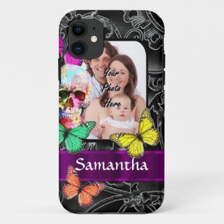 Capa Para iPhone 11 Crânio e borboletas de açúcar