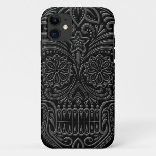 Capa Para iPhone 11 Crânio escuro intrincado do açúcar