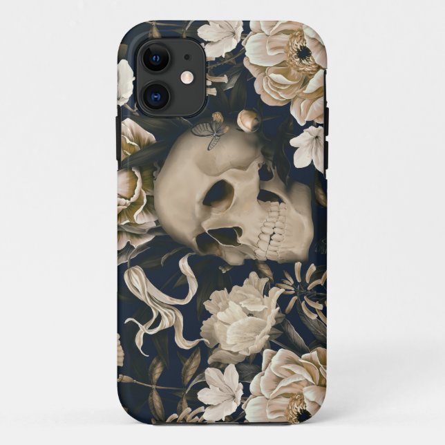 Capa Para iPhone 11 crânio floral (Verso)