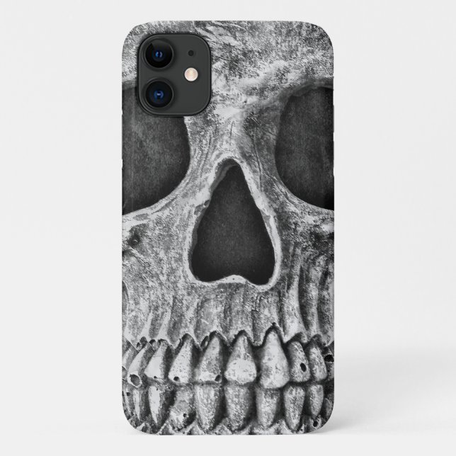 Capa Para iPhone 11 Crânio Gótico, Preto E Branco, Grunge Legal (Verso)