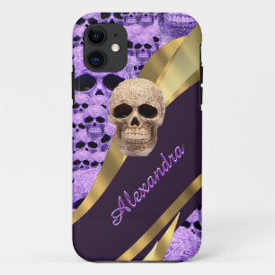Capa Para iPhone 11 Crânio gótico roxo personalizado