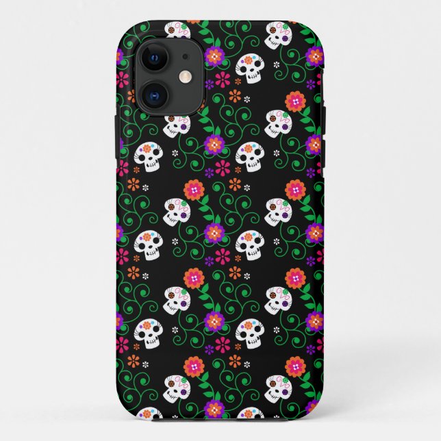 Capa Para iPhone 11 crânio negro (Verso)