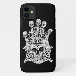 Capa Para iPhone 11 Crânios de desenho de tinta branca e preta