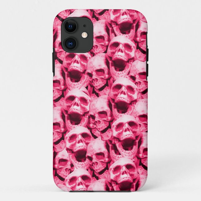 Capa Para iPhone 11 Crânios do rosa quente (Verso)