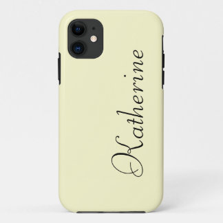 Capa Para iPhone 11 Creme de cor sólida | Nome minimalista