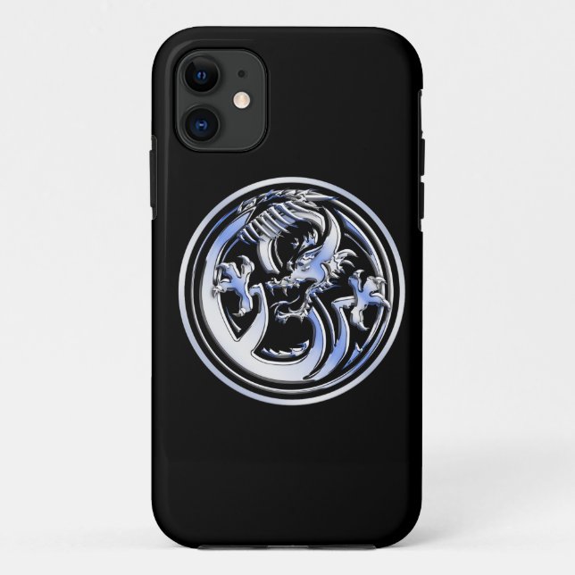 Capa Para iPhone 11 Crest. Dragão Cromo em Impressão preto (Verso)