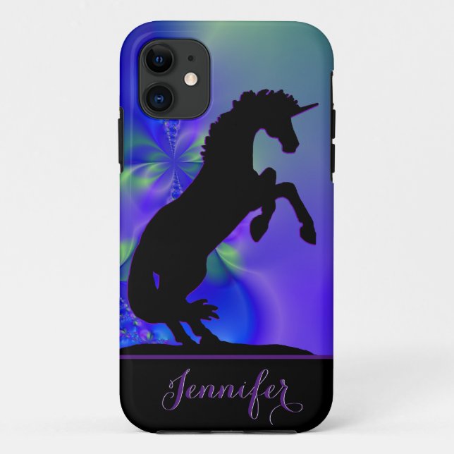 Capa Para iPhone 11 Criação de Unicórnio (Fractal 44) (Verso)