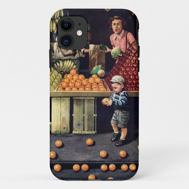 Capa Para iPhone 11 Criança e laranjas (Verso)
