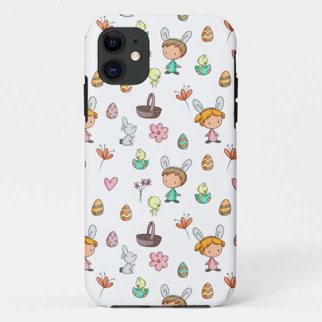Capa Para iPhone 11 Crianças e Animais Decorativos Primavera (Verso)