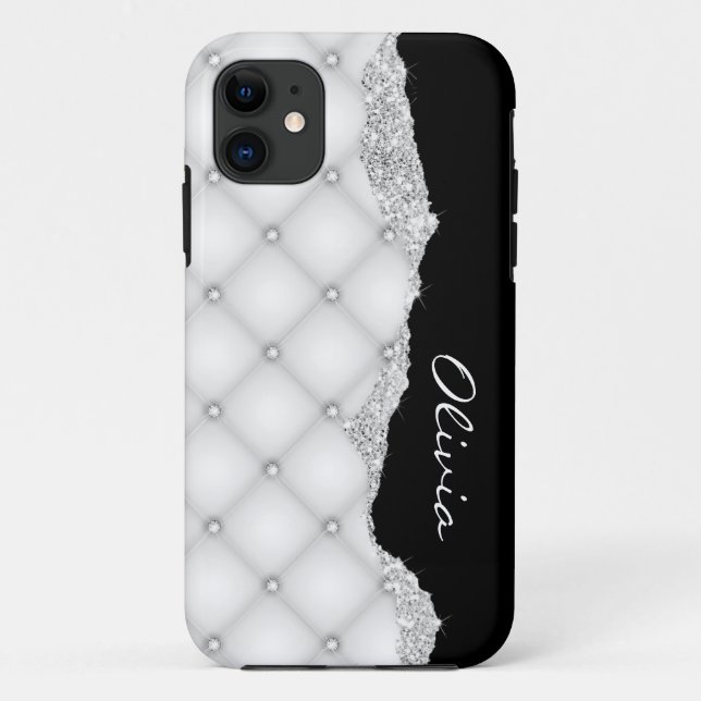 Capa Para iPhone 11 Cristais Siver Faux Diamond Personalizáveis Infilt (Verso)