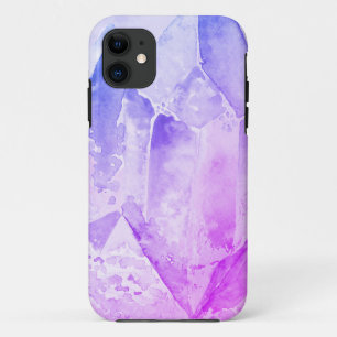 Capa Para iPhone 11 *~* Cristal de Ametista Azul Rosa Energia de Cura