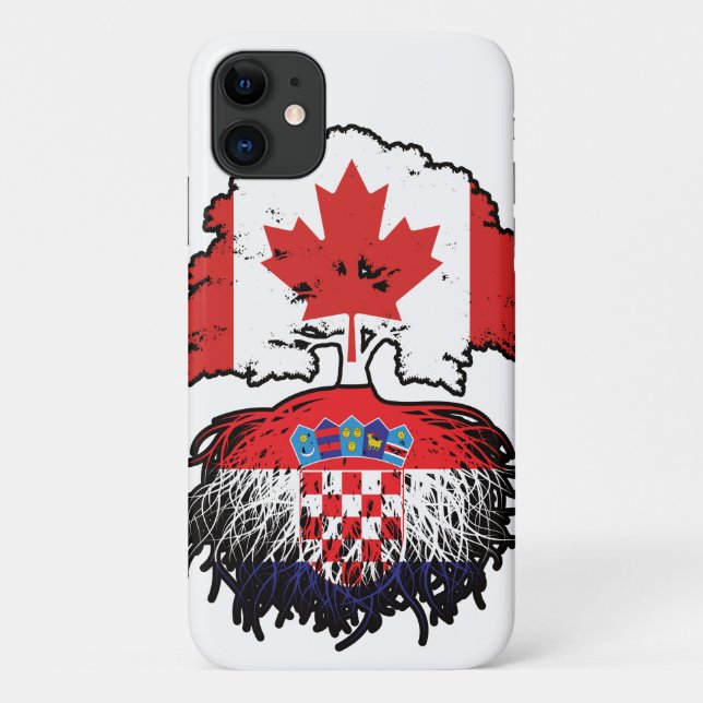 Capa Para iPhone 11 Croácia, Canadá, Canadá, Árvore Bandeira (Verso)