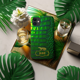 Capa Para iPhone 11 Crocodilo Verde Iridescente Cinzento Verde Iridesc