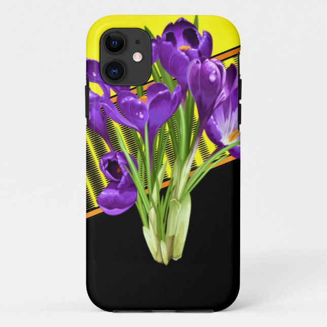 Capa Para iPhone 11 Crocus Floral/Design Geométrico (Verso)
