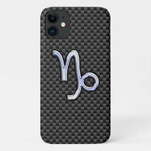 Capa Para iPhone 11 Cromo como Capricórnio Zodiac Sinal em Fibra de C