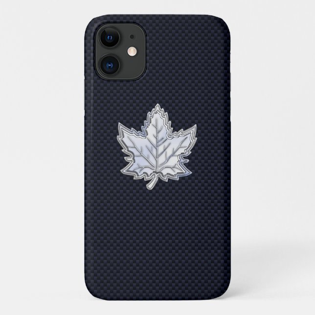 Capa Para iPhone 11 Cromo como Folha de Maple em Impressão de Fibra de (Verso)