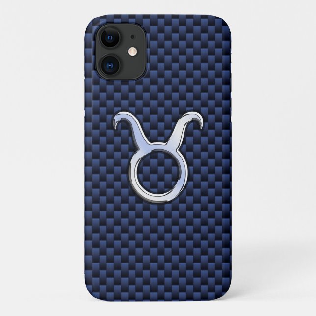 Capa Para iPhone 11 Cromo Como Taurus Zodíaco Sinal Azul Impressão de  (Verso)