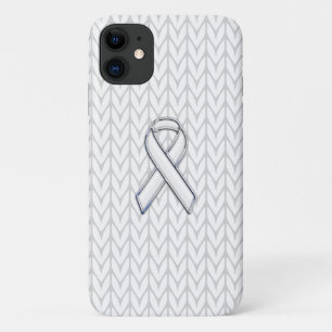 Capa Para iPhone 11 Cromo na Consciência da Fita de Knit Branco