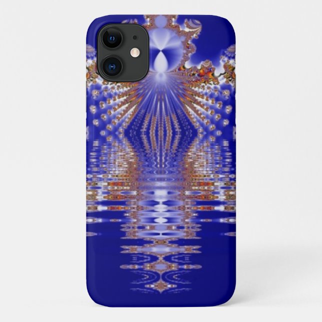 Capa Para iPhone 11 Crown Lake Azul Cristalino Fractal (Verso)