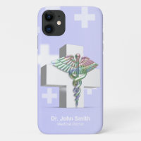 Cruz Branca Holográfica Médica 3D Caduceus