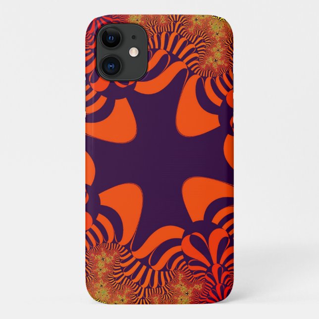 Capa Para iPhone 11 Cruz de Laranja e Roxo (Verso)