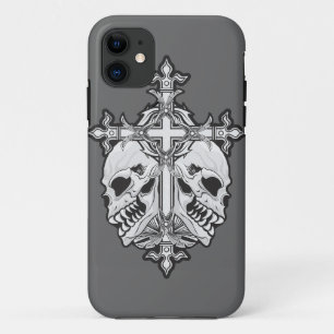 Capa Para iPhone 11 Cruz gótico com crânios