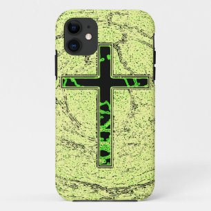 CAPA PARA iPhone 11 CRUZ NEGRA E VERDE COM FUNDO MARÁVEL