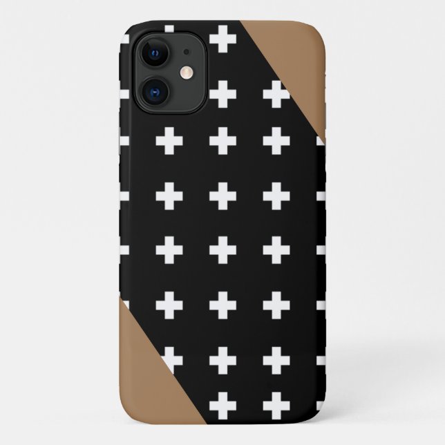 Capa Para iPhone 11 Cruz Suíça - Cruz Preta e Branca - Destaque Castan (Verso)