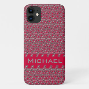 Capa Para iPhone 11 Cubic seu nome polímero padrão vermelho