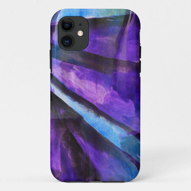 Capa Para iPhone 11 cubism sem emenda roxo, arte abstracta azul (Verso)