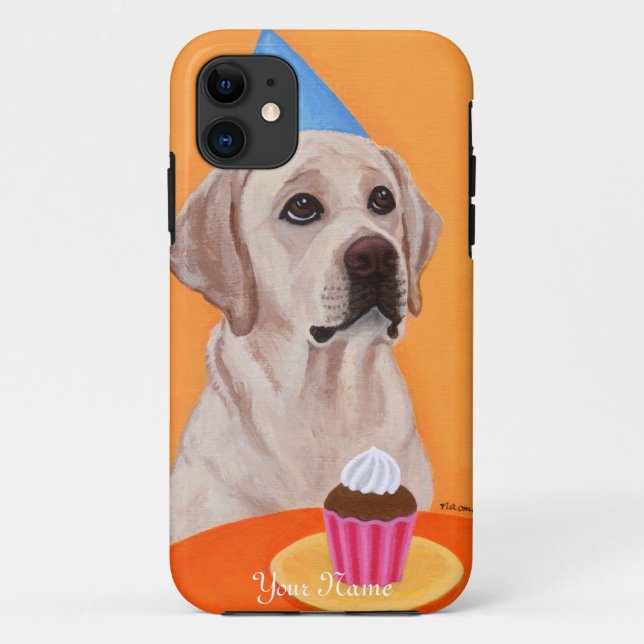 Capa Para iPhone 11 Cupcake amarelo personalizado do aniversário de (Verso)