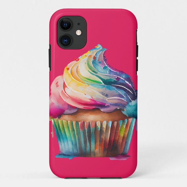 Capa Para iPhone 11 Cupcake arco-íris (Verso)