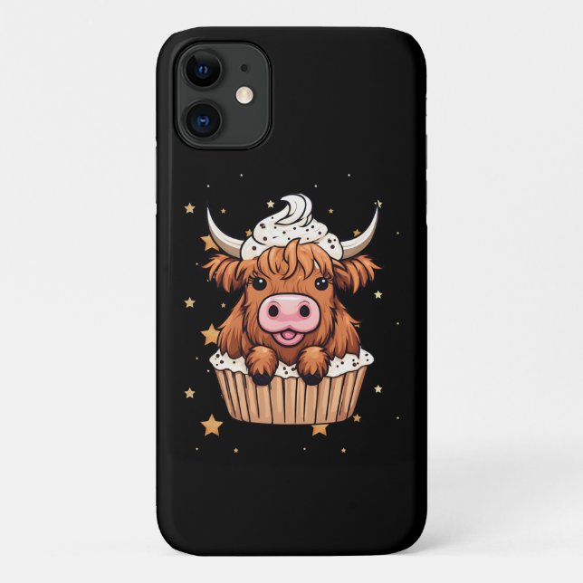 Capa Para iPhone 11 Cupcake de Vaca do Curso Superior (Verso)