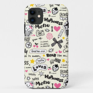 Capa Para iPhone 11 Cupcakes, arcos, corações, teste padrão feminin