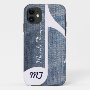 Capa Para iPhone 11 custom music blue denim jeans