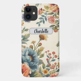 Capa Para iPhone 11 Custom name vintage feminine floral 