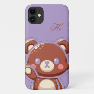 Capa Para iPhone 11 Cute Bear iPhone Case – Purple Teddy Bear Cover