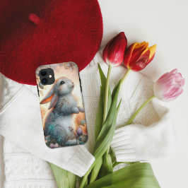 Capa Para iPhone 11 Cute Caprichoso Coelho Aquarela Floral