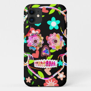 Capa Para iPhone 11 Cute crânio floral colorido