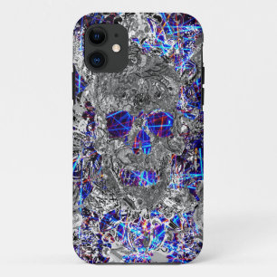 Capa Para iPhone 11 Cute crânio neon colorido preto branco