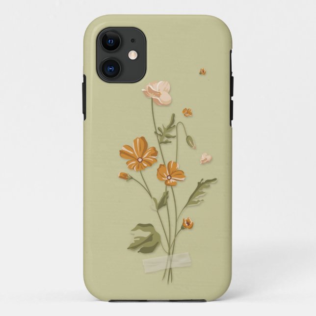 Capa Para iPhone 11 Cute Girly orange florescente floral Case-Mate (Verso)