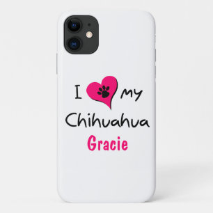 Capa Para iPhone 11 Cute I Love My Chihuahua Paw Print Coração Rosa