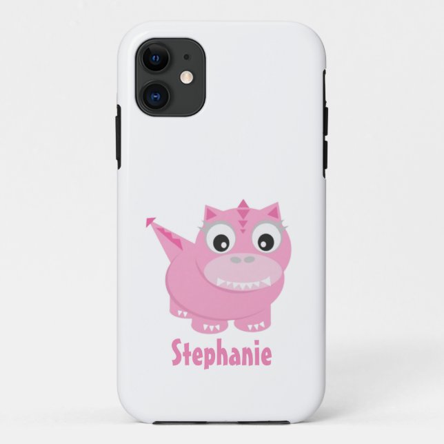 Capa Para iPhone 11 Cute Kawaii Pink Dino (Verso)